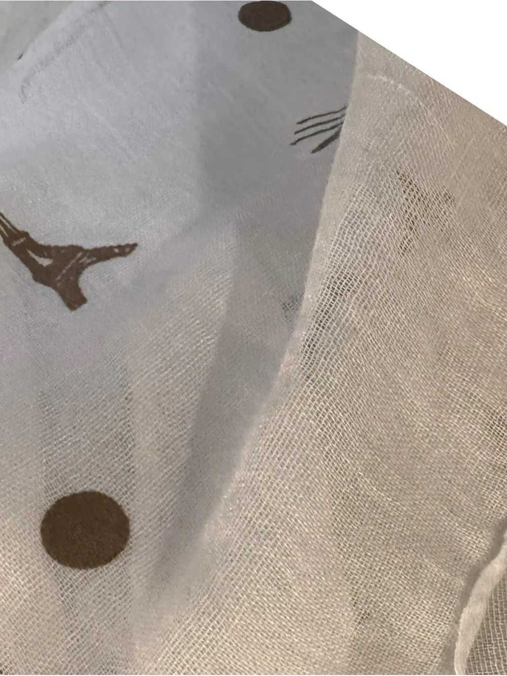 Light Cream Eiffel Tower Dot Scarf - Unbranded